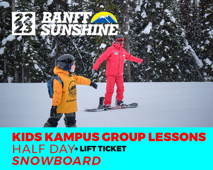 Kids Kampus Half Day PM Lesson & Lift Snowboard (6-12 Years)