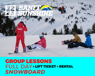 Adult/Teen Full Day Snowboard Group Lesson, Lift & Rental (13+)